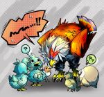  ? beak bird braviary clenched_teeth commentary_request ducklett fletchling no_humans pidgey pokemon pokemon_(creature) rowlet spoken_question_mark standing talons teeth thought_bubble washi_628 