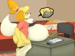  &lt;3 2021 absurd_res animal_crossing anthro areola belly big_belly blush bodily_fluids bottomwear bra breasts butt canid canine canis chair clipboard clothing cum desk domestic_dog female fur furniture genital_fluids green_eyes grinding hair hi_res isabelle_(animal_crossing) leg_grab mammal microphone navel nintendo nipples office_chair outie_navel panties pants pen pregnant shih_tzu solo tied_hair toy_dog unbuttoned_shirt underwear undressing undyingwolf video_games white_body white_fur yellow_body yellow_fur 