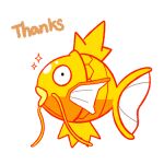  alternate_color black_eyes commentary_request fish from_side jaho lowres magikarp no_humans pokemon pokemon_(creature) shiny_pokemon solo sparkle thank_you white_background 