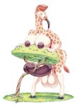  anthro balls big_balls big_breasts big_penis breasts freckles_(artist) genitals giraffe giraffid gynomorph huge_balls huge_penis intersex mammal penis plant simple_background solo tongue tongue_out tree white_background 