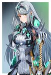  aegis_sword_(xenoblade) alternate_color bare_shoulders breasts chest_jewel commission dress earrings elbow_gloves gloves highres jewelry large_breasts long_hair mythra_(xenoblade) short_dress sierra_(sierra_s252) super_smash_bros. tiara very_long_hair white_dress white_gloves xenoblade_chronicles_(series) xenoblade_chronicles_2 yellow_eyes 