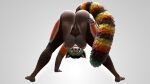  16:9 3d_(artwork) absurd_res anthro bent_over black_hair breasts brown_body brown_fur butt butt_grab digital_media_(artwork) droogiesparrow fan_character female fur hair hand_on_butt hi_res looking_at_viewer multicolored_body multicolored_ears multicolored_fur multicolored_tail orange_body orange_fur smile smiling_at_viewer solo spread_legs spreading vega_(artica) wide_hips widescreen yellow_body yellow_eyes yellow_fur 