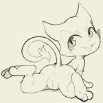  1:1 2020 anthro anus black_and_white felid feline female full-length_portrait genitals grin hi_res itsunknownanon looking_back mammal monochrome nintendo nude pok&eacute;mon pok&eacute;mon_(species) portrait purrloin pussy rear_view sketch smile solo video_games 