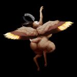  absurd_res angel angelic anthro brown_body brown_fur butt feathers female floating fur hi_res hybrid lagomorph leporid mammal pawpads pink_pawpads qaoxia rabbit red_eyes reminnoir solo thick_thighs wide_hips wings 