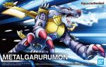  bandai box_art copyright_name digimon digimon_(creature) flying logo mecha mechanical_wings metalgarurumon no_humans official_art open_mouth red_eyes sharp_teeth smoke solo teeth wings 