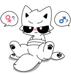  ? ambiguous_gender anthro black_inner_ear black_sclera blush blush_lines bodily_fluids canid canine canis cephalopod changed_(video_game) coleoid daww decapodiform domestic_dog female_symbol fur gender_symbol hybrid looking_at_viewer male_symbol mammal marine mollusk pawpads paws potatobud3 simple_background sitting solo speech_bubble squid_dog_(changed) symbol tears tentacle_wrapped_around_body tentacles tentacles_around_arms white_background white_body white_eyes white_fur 
