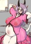  absurd_res antelope anthro areola belly big_belly big_breasts bovid breasts female hi_res mammal nipples pregnant solo the_dogsmith 