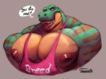  2021 anthro barazoku big_muscles big_nipples big_pecs bodily_fluids bust_portrait clothed clothing dialogue diesel_(ralarare) dinosaur english_text grey_background hi_res huge_muscles huge_pecs icon inviting looking_at_viewer male muscular muscular_anthro muscular_male narrowed_eyes nipples open_mouth open_smile pecs portrait reptile saliva scalie shirt signature simple_background smile solo sweat talking_to_viewer tank_top teeth text text_on_clothing text_on_shirt text_on_tank_top text_on_topwear theropod tongue topwear tyrannosaurid tyrannosaurus tyrannosaurus_rex uniparasite 