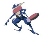  bright_pupils commentary_request full_body greninja looking_to_the_side pink_eyes pokemon pokemon_(creature) simple_background teigaso1 toes tongue white_background white_pupils 