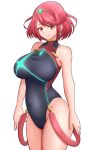  absurdres bangs black_swimsuit breasts chest_jewel competition_swimsuit covered_collarbone gem headpiece highres kiteman442 large_breasts one-piece_swimsuit pyra_(pro_swimmer)_(xenoblade) pyra_(xenoblade) red_eyes red_hair red_swimsuit ribbed_swimsuit short_hair strapless strapless_swimsuit swept_bangs swimsuit tiara two-tone_swimsuit xenoblade_chronicles_(series) xenoblade_chronicles_2 