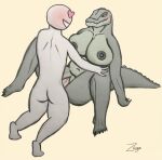  alligator alligatorid anthro big_breasts blush blushing_penis breasts crocodilian duo female huge_breasts humanoid male male/female mature_female nude penetration reptile scalie sex smile zagz 