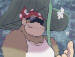  ape donkey_kong_(series) funky_kong furry furry_male leaf minashirazu no_humans rain smile solo 