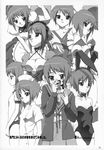  animal_ears bunny_ears bunny_girl gym_uniform maid monochrome nagato_yuki nurse suzumiya_haruhi_no_yuuutsu 