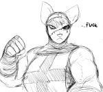  anthro big_breasts black_and_white breasts cat_knight clothed clothing dialogue donk_sis english_text felid feline female hladilnik mammal mask monochrome omae_wa_mou_shindeiru text wrestling wrestling_match 