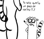  blushed butt cartoon_network don_(regular_show) incest invalid_tag male male/male mammal procyonid raccoon regular_show rigby_(regular_show) text 