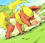  fang flareon furry gen_1_pokemon gen_4_pokemon grass incest leafeon licking nintendo no_humans outdoors pokemon pokemon_(creature) pussy_juice rape sex sweat tears 