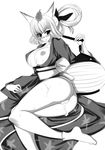  animal_ears ass bb blush breasts cum fox_ears highres japanese_clothes kimono kitsune large_breasts monochrome oboro_muramasa oboro_muramasa_youtouden pussy 