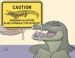  alligator alligatorid anthro bodily_fluids crocodilian cum cum_in_mouth cum_inside cum_on_face duo ejaculation eyes_closed female genital_fluids humanoid humor male male/female nude partially_submerged reptile scalie smile zagz 