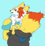  anthro big_breasts big_butt black_body black_fur bodily_fluids braixen breasts butt clothing dressing ear_piercing ear_ring female fur hi_res huge_breasts huge_butt nintendo nipple_outline orange_body orange_fur piercing pok&eacute;mon pok&eacute;mon_(species) pregnant solo surprise sweat sweatdrop tight_clothing video_games white_body white_fur xalloir yellow_body yellow_fur 