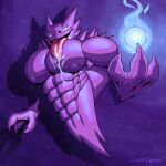  abs anthro bodily_fluids claws ghost haunter hi_res looking_at_viewer male muscular muscular_anthro muscular_male nintendo nipples pecs pok&eacute;mon pok&eacute;mon_(species) saliva solo spirit tongue tongue_out video_games wolfiecanem 
