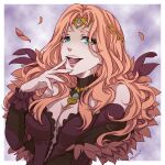  bare_shoulders blue_eyes breasts brooch circlet cornelia_arnim detached_sleeves feathers fire_emblem fire_emblem:_three_houses jewelry large_breasts long_hair mojakkoro open_mouth pink_hair 