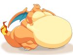  ambiguous_gender belly big_belly charizard feral flame_tail funi membrane_(anatomy) membranous_wings morbidly_obese morbidly_obese_ambiguous morbidly_obese_feral nintendo obese obese_ambiguous obese_feral overweight overweight_ambiguous overweight_feral pok&eacute;mon pok&eacute;mon_(species) simple_background solo standing video_games wings 