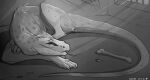  2021 4_toes belly_scales bone cel_shading claw_marks claws dated detailed_background digital_drawing_(artwork) digital_media_(artwork) feet felid female feral forked_tongue fur greyscale hybrid inside leopard light lizet long_tail looking_at_viewer loreal_pit lying mammal monochrome pantherine pit_organ pit_viper quadruped questing_beast reptile scales scalie shaded smile smiling_at_viewer snake solo spots spotted_body spotted_fur toe_claws toes tongue viper 