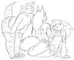  angry_eyes anthro avian bedroom_eyes bent_over bree_(junk_planet) felid female gnat_(junk_planet) group hand_on_hip hand_on_knee hand_on_leg kyra_(junk_planet) looking_at_viewer mammal narrowed_eyes one_eye_closed potoobrigham scalie seductive smug wide_hips wink 