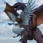  2021 3d_(artwork) anal anal_penetration ark_survival_evolved balls belly bodily_fluids breasts cum cum_in_ass cum_inflation cum_inside digital_media_(artwork) dragon duo equid equine erection feathered_wings feathers feral fur genital_fluids genitals hi_res horn horse inflation kirill475 macro male male/male male_penetrated male_penetrating male_penetrating_male mammal open_mouth pegasus penetration penis sex size_difference size_play winged_unicorn wings 