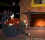  absurd_res alcohol beverage cirkus clothed clothing demon dragon fireplace furry hi_res hybrid male princeluxio relaxing robe sfw sitting solo winterphoenix 