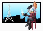  anthro beret border chair chiropteran clothing coffee_cup container crossed_legs cup eiffel_tower eyewear female fours_(artist) furniture glasses hat headgear headwear hi_res mammal rouge_the_bat sega sitting solo sonic_the_hedgehog_(series) white_border 