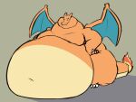  2018 ambiguous_gender belly big_belly cavios charizard claws feral flame_tail membrane_(anatomy) membranous_wings morbidly_obese morbidly_obese_ambiguous morbidly_obese_feral nintendo obese obese_ambiguous obese_feral overweight overweight_ambiguous overweight_feral pok&eacute;mon pok&eacute;mon_(species) simple_background solo standing video_games wings 