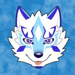  anthro blep blue_background blue_eyes canid canine facial_markings fur head_markings headshot hi_res lifewonders live-a-hero male mammal markings sadayoshi simple_background solo tongue tongue_out video_games white_body white_fur xxg3jhv8teo4vnd 