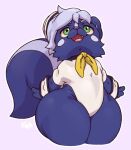  bitfly blue_body blue_fur cheek_spots clothing cuffs_(disambiguation) female fur hi_res leotard lookin_up mammal mephitid pepper_westerly sailor sailor_suit short_stack skunk solo thick_thighs thong_leotard wide_hips 