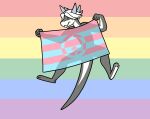  4_toes 5_fingers andromorph_(lore) andromorph_pride_colors anthro digitigrade feet fingers flag hi_res holding_flag holding_object horn jumping lgbt_pride nude pose pride_colors rainbow_flag rainbow_symbol silhouette sillydraco simple_background six-stripe_rainbow_pride_colors solo suspended_in_midair symbol toes triti 
