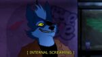 animated anthro black_nose canid canine canis clothed clothing english_text fredryk_phox fully_clothed fur grey_body grey_fur hair low_res male mammal nintendo solo star_fox star_fox_the_animated_series teeth_showing text video_games white_hair wolf wolf_o&#039;donnell yellow_sclera 