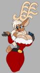  anthro antlers big_breasts breasts capreoline cervid cleavage clothed clothing dancer_(reindeer) female hi_res horn mammal reindeer solo solratic tablet 