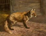  1894 19th_century ambiguous_gender ancient_furry_art black_nose brown_body brown_fur canid canine chain collar detailed_background digitigrade feral fox fur mammal nude oil_painting_(artwork) painting_(artwork) public_domain quadruped red_fox richard_benno_adam side_view signature solo standing traditional_media_(artwork) 