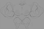  abs anthro bra canid canine claire_(harvey_beaks) clothing eyelashes female fingers fox hair harvey_beaks harvey_beaks_(series) looking_down mammal monochrome muscular muscular_female nipples panties sbshouseofpancakes sketch solo underwear 