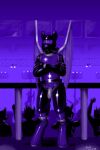  2020 absurd_res anthro boots clothing dated footwear gas_mask genitals group hi_res hoof_boots male mask penis purple_hoof_boots solo_focus standing suule unknown_species 