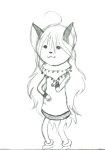  absurd_res ahoge cat_smile dancing dot_eyes hair hi_res invalid_tag long_hair scarf selina selinatc sketch 