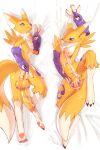  2:3 absurd_res arm_warmers armwear balls bandai_namco big_penis canid canine clothing dakimakura_design digimon digimon_(species) feral fox genitals hi_res huge_penis long_penis male mammal nipples nude pawpads penis ra.ru.ru. renamon rs solo source_request 