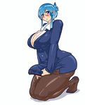  animated animated_gif ass blue_eyes blue_hair blush bulge cum cum_in_clothes cum_through_clothes dick_growth ejaculation erection futanari gif glasses handsfree_ejaculation nezumi nezunezu pantyhose penis 