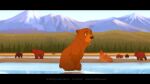  blush brother_bear disney embarrassed forest hi_res kenai letodoesart male mammal mountain plant public_erection river shy sky solo tree ursid water 