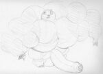  4_toes 5_fingers anthro badger badgerclops balls cartoon_network eye_patch eyewear feet fingers genitals male mammal mao_mao:_heroes_of_pure_heart monochrome muscular muscular_male mustelid musteline penis sbshouseofpancakes shaded solo standing teeth toes traditional_media_(artwork) 