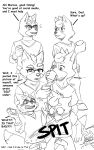  anthro black_and_white blush canid canine cellphone container cup dialogue drinking duo embarrassed english_text eyewear father father_and_child father_and_son fox fox_mccloud glasses hi_res holding_object holding_phone humor kokoro-tokoro krystal male mammal marcus_mccloud mature_male monochrome nintendo parent parent_and_child phone profanity sketch social_media son star_fox surprise text video_games 