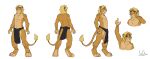  2016 absurd_res anthro balls clothed clothing eyes_closed felid genitals hi_res iztli lion male mammal pantherine signature simple_background smile solo standing topless topless_male white_background 