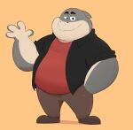  2021 absurd_res anthro belly biped bottomwear clothing dreamworks fish haroldsitofox hi_res male marine mr._shark_(the_bad_guys) overweight overweight_male pants shark shirt simple_background solo the_bad_guys topwear 