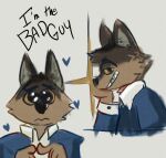  &lt;3 2021 anthro black_nose blue_clothing blue_topwear brown_body brown_fur bust_portrait canid canine canis cheek_tuft clothing digital_media_(artwork) digital_painting_(artwork) facial_tuft fur grin hi_res inner_ear_fluff male mammal mr._wolf_(the_bad_guys) portrait puppy_eyes signature simple_background smile solo tan_body tan_fur text the_bad_guys topwear tuft ufemmeo white_background wolf yellow_eyes 
