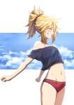  1girl bangs blonde_hair braid breasts fate/apocrypha fate_(series) french_braid highres long_hair mordred_(fate) mordred_(fate/apocrypha) parted_bangs ponytail sidelocks small_breasts tonee 